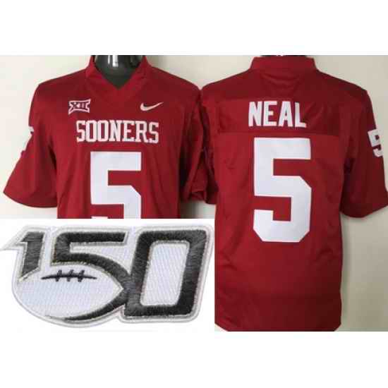 Oklahoma Sooners 5 Durron Neal Red College Stitched 150th Anniversary Patch Jersey